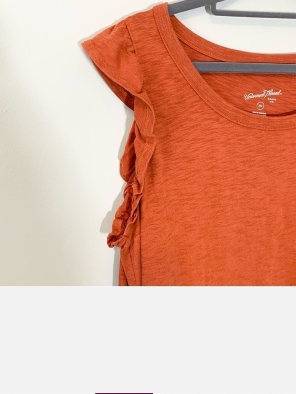 NEW Universal Thread T-Shirt Dress Women XXL Rust Ruffle Shoulder Midi - Picture 3 of 10